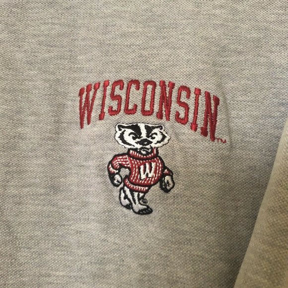 Wisconsin Badgers Grey Polo XXL Embroidered Badger - Picture 2 of 6